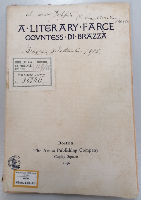 testo teatrale A Literary Farce di Cora Slocomb di Brazzà